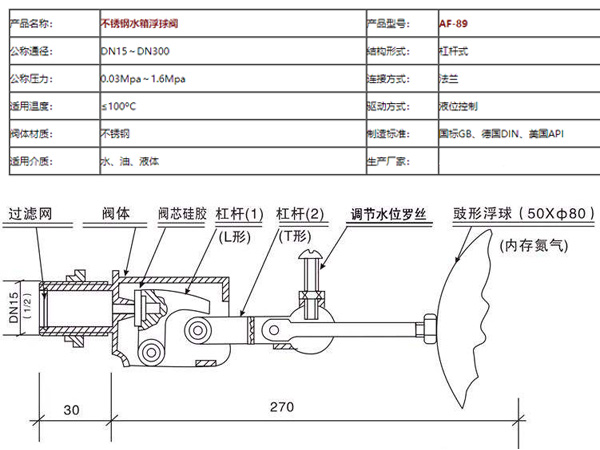 不锈钢水箱内用浮球阀有哪些型号